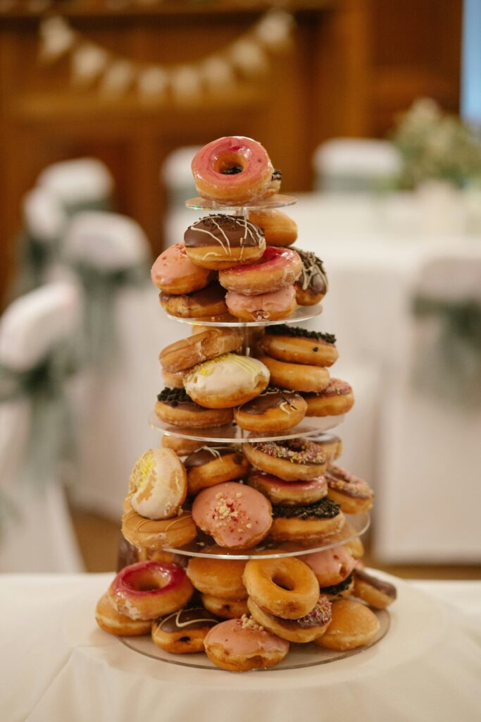 donut tower for wedding dessert menu