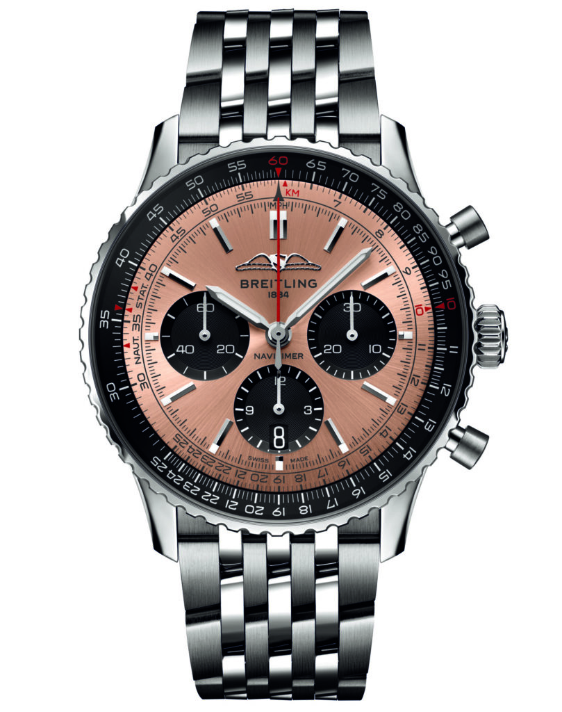 Breitling Navitimer B01 Chronograph Watch in rose gold and silver with black