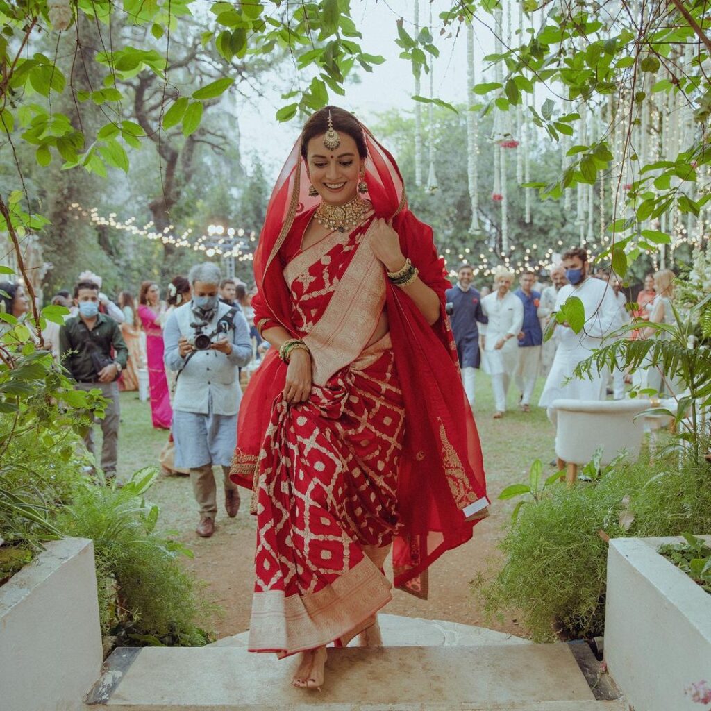 Dia Mirza in red Raw Mango sari