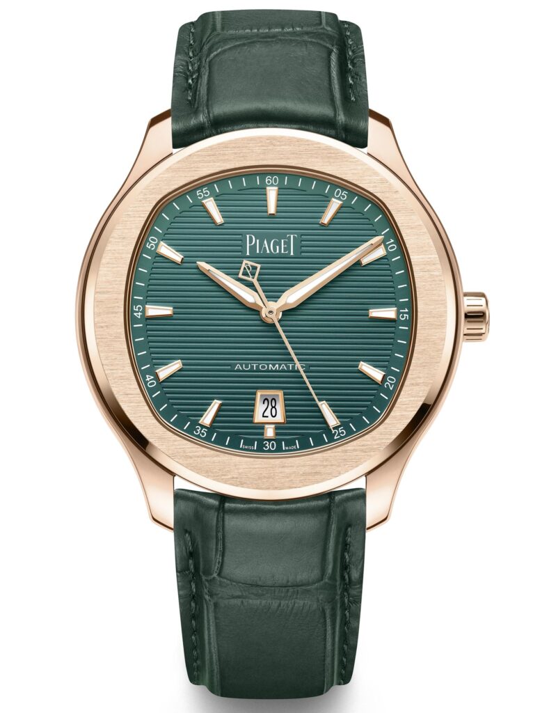 Piaget Polo Green Date Watch with green leather straps and face