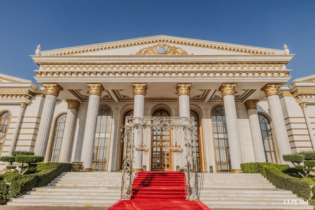 Boyuk Saray in Baku Azerbaijan entrance with big pillars and steps