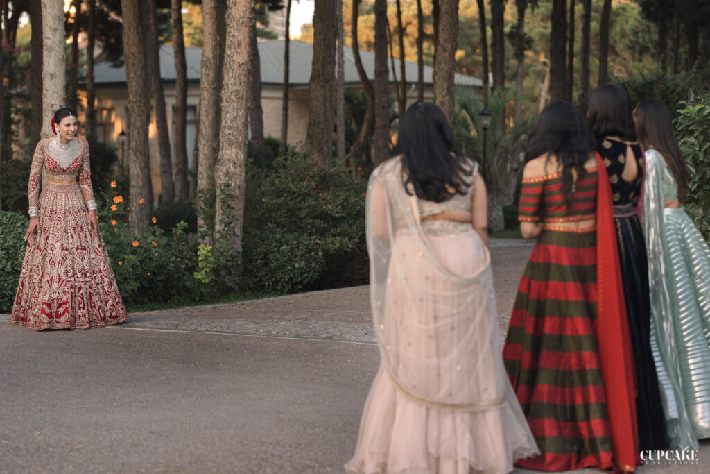 Indian bride with bridesmaids