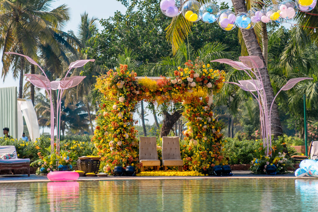 colourful tropical decor by the pool