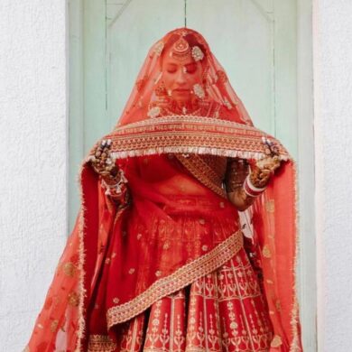 Indian bride in red lehenga