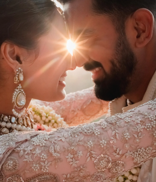 actor Athiya Shetty and Indian cricketer KL Rahul wedding close up