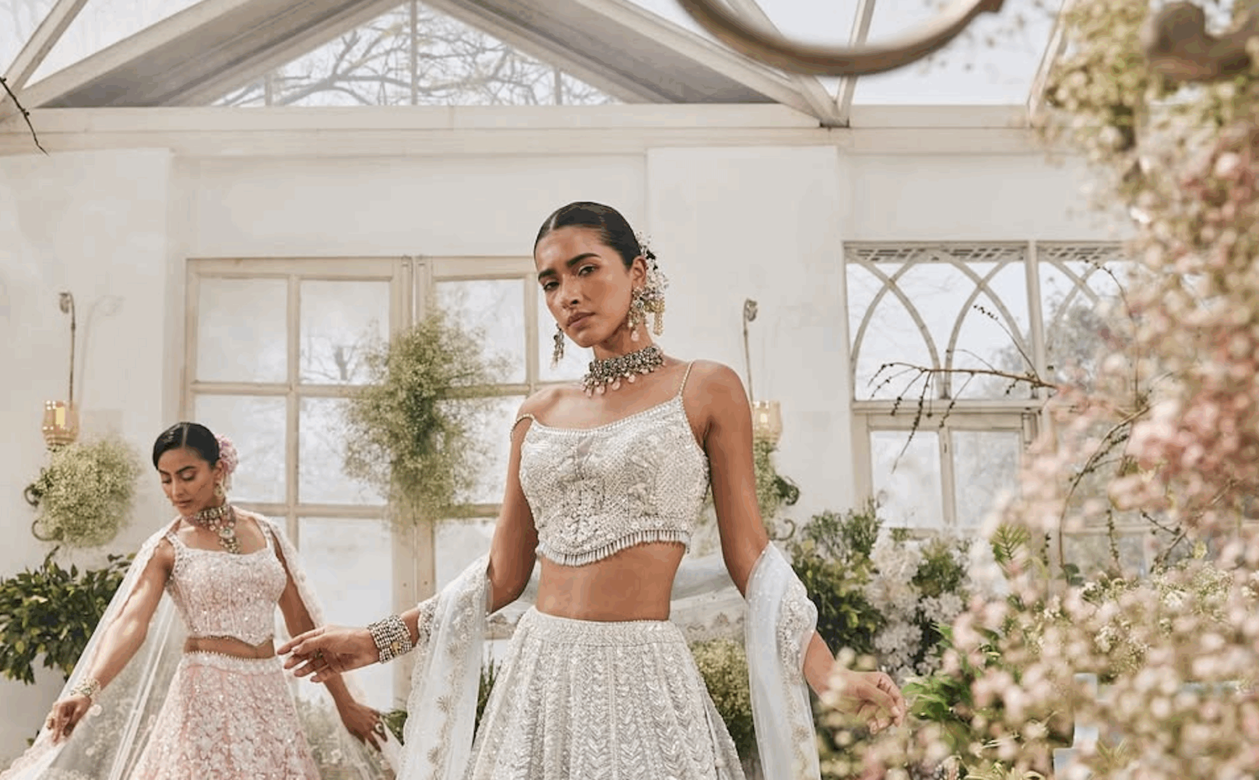 Mongas, lehenga, white lehenga, bridesmaid lehenga, effortless lehenga, lightweight lehenga, designer lehenga, yellow lehenga