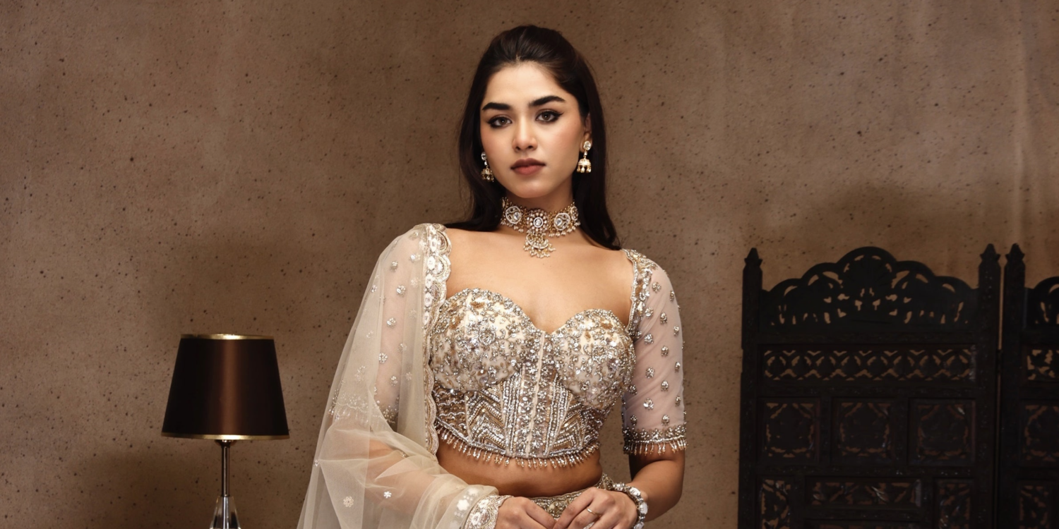 Monga's London, lehenga, designer lehenga, white lehenga, bridal lehenga, wedding